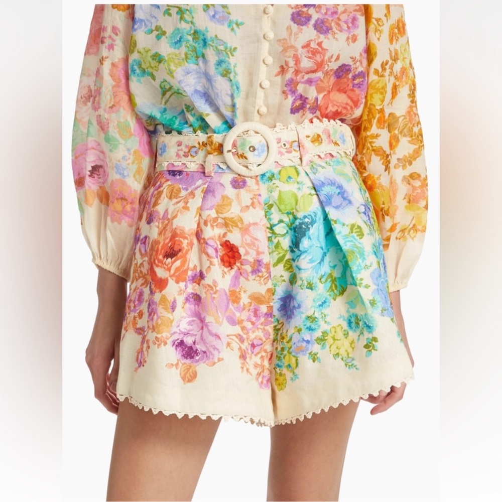 Zimmermann Raie Floral Tuck Women's Shorts- multi floral